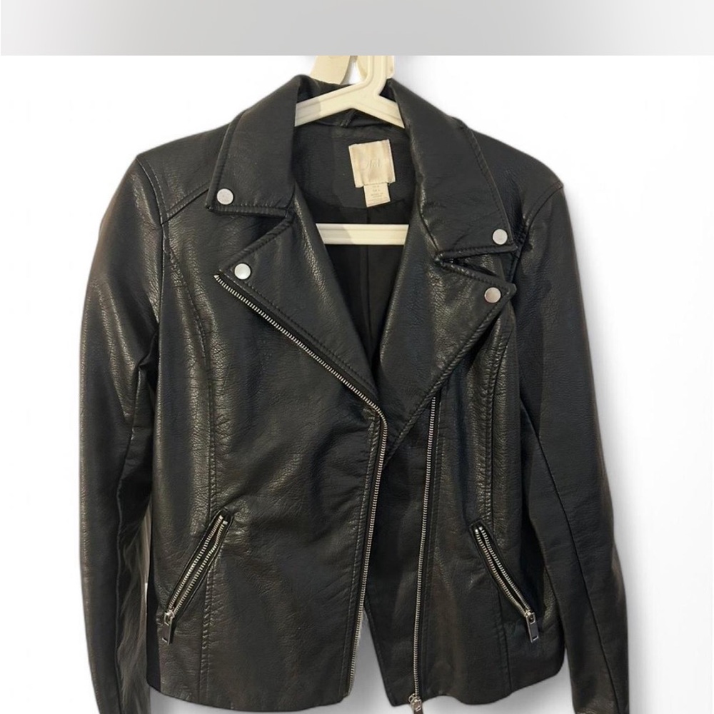 H&M Black faux Leather Jacket size 6/small
